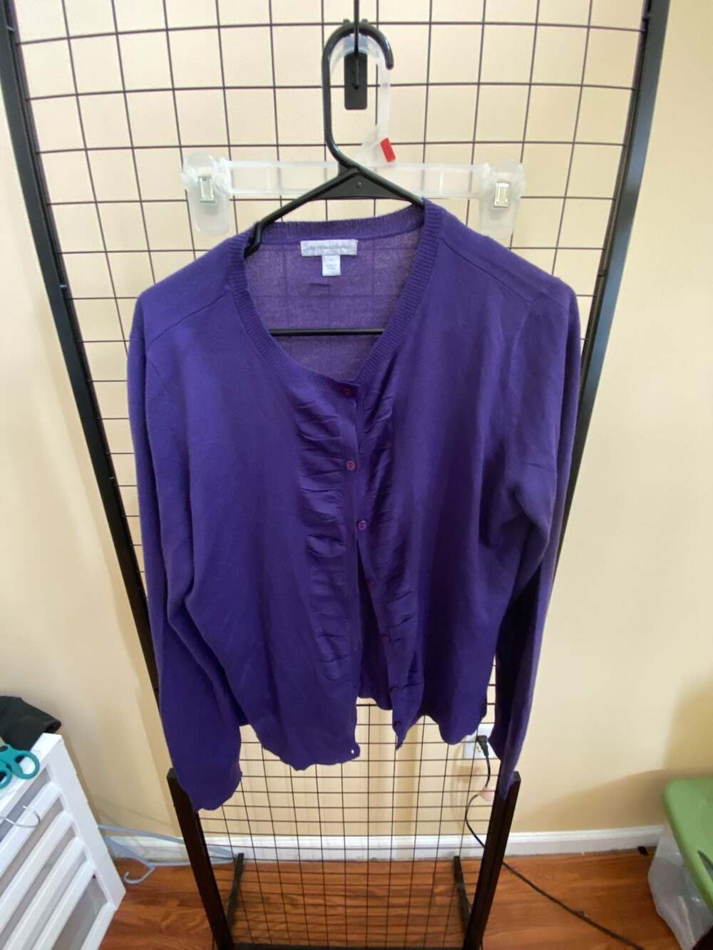 New York & Company Cardigan Size XL Purple Ruched Button Down